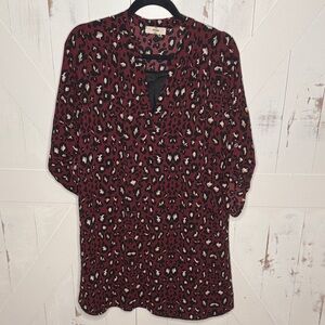 Entro Burgundy Black Leopard Print Dress